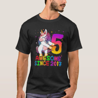 T-shirt 5 Ans Unicorne Flossant 5E Anniversaire Girl Uni