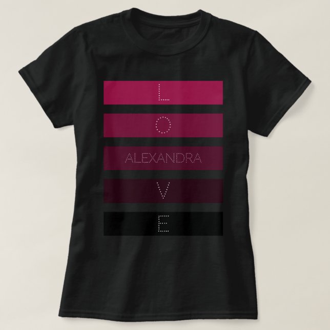 T-shirt 5 Bandes de dégradé violet noir Nom Customisé (Design devant)