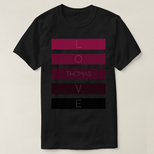 T-shirt 5 Bandes de dégradé violet noir Nom personnalisé (Design devant)