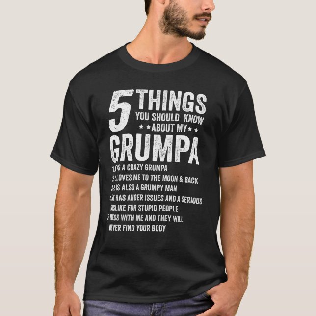 T-shirt 5 Choses À Connaître Sur Grumpa (Devant)