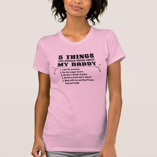 T-shirt 5 choses pour la fille (Devant)