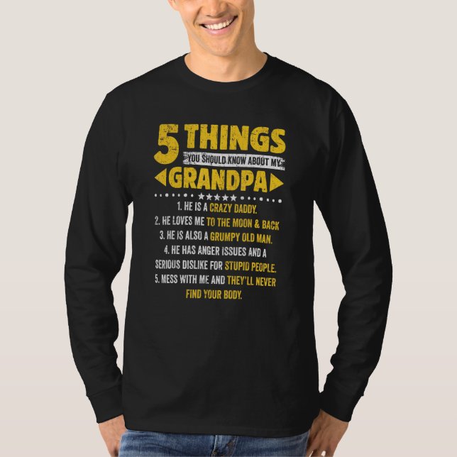 T-shirt 5 Choses Que Tu Devrais Savoir Sur Mes Pères Papi (Devant)
