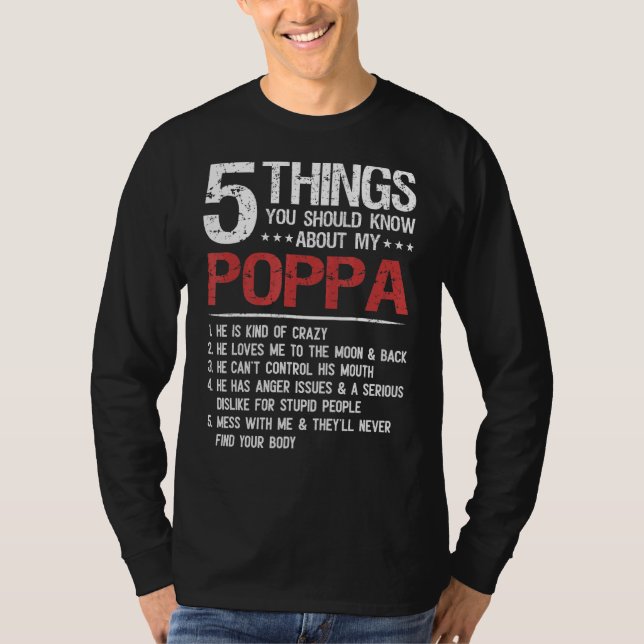 T-shirt 5 Choses que tu devrais savoir sur Mon Père Poppa  (Devant)