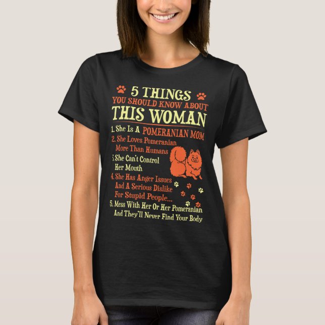 T-shirt 5 choses que vous devriez connaître la maman de (Devant)