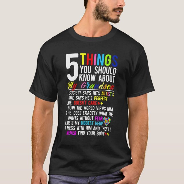 T-shirt 5 choses que vous devriez savoir sur l'autisme de  (Devant)