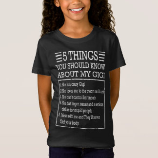 T-Shirt 5 choses sur mon gigi | Cadeau d'anniversaire