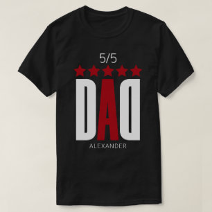 T-shirt 5 Étoiles Papa Rouge Blanc Type Nom Personnalisé
