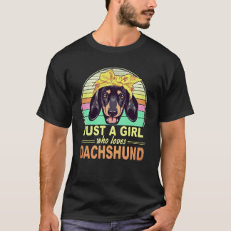T-shirt 5 Juste Une Fille Qui Aime Dachshund Vintage