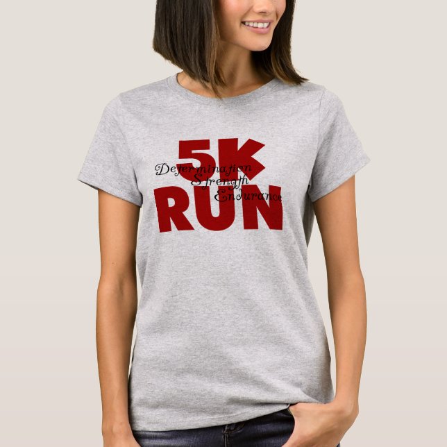 T-shirt 5 K Run Red Running Sports Athletics (Devant)