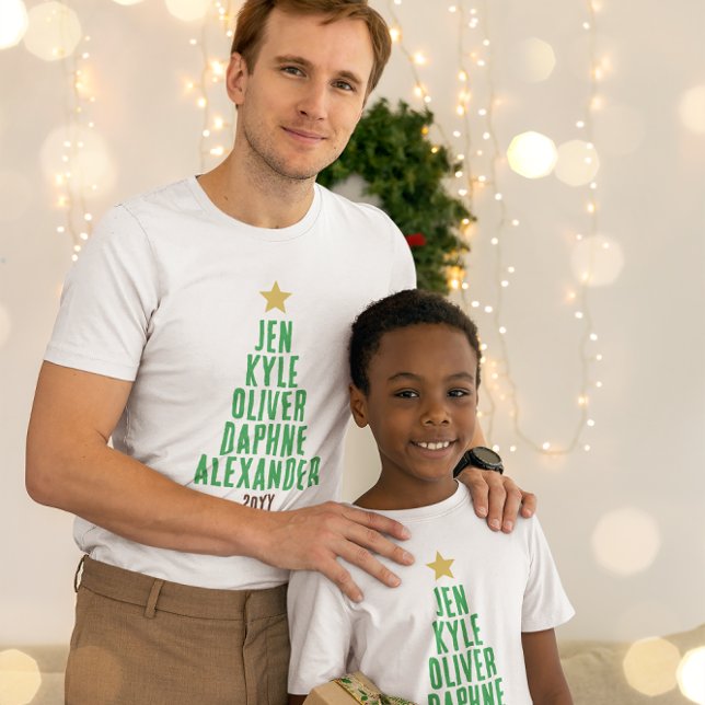 T-shirt 5 Noms De Famille En Forme D'Arbre De Noël (Créateur téléchargé)