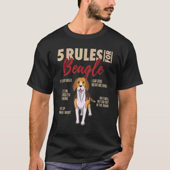 T-shirt 5 Règles pour chien Beagle (Devant)