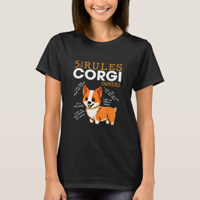 T-shirt 5 Règles pour Corgi (Devant)