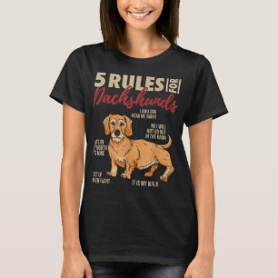 T-shirt 5 Règles pour les Dachshunds À poils durs Drôle À