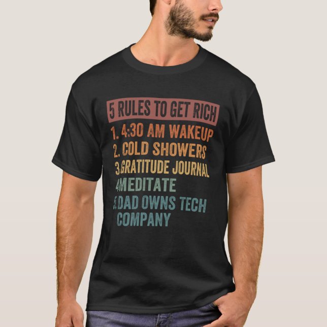 T-shirt 5 Règles pour s'enrichir Comment s'enrichir Règle  (Devant)