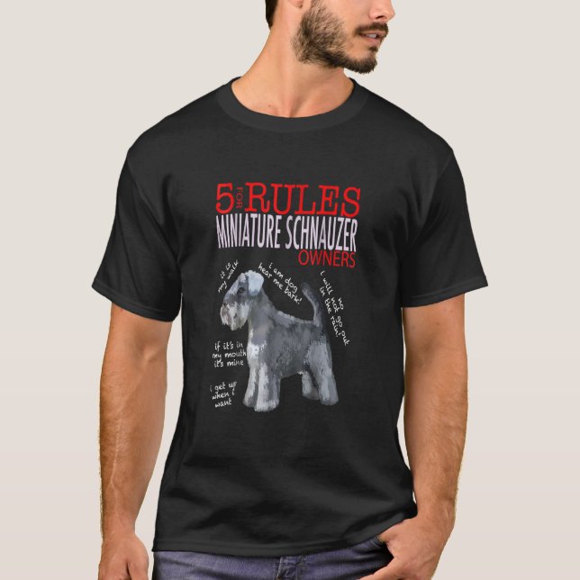 T-shirt 5 Rules for Miniature Schnauzer Owners tee (Devant)