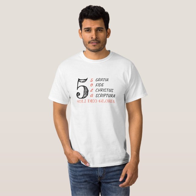 T-Shirt 5 SOLAs pour hommes chrétiens réformés (Devant entier)