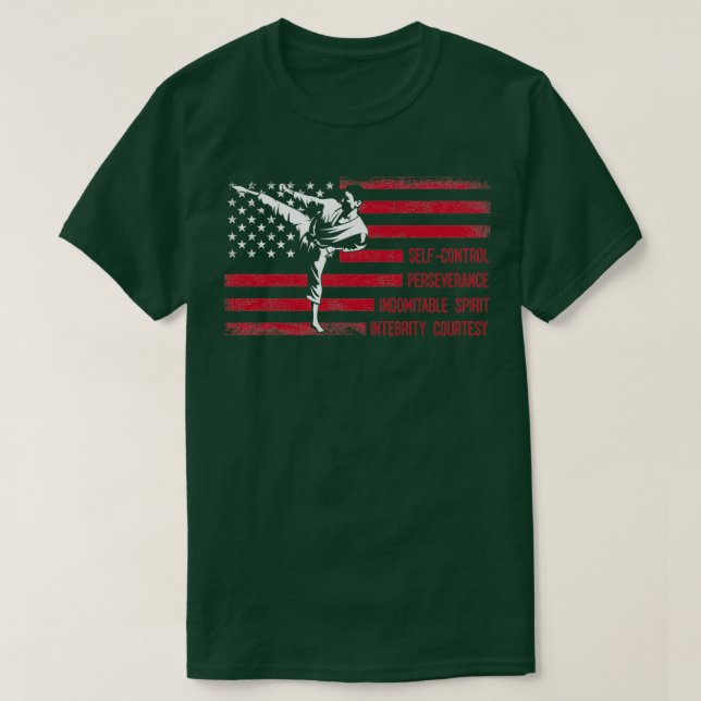 T-shirt 5 Tenets American Taekwondo Combattre (Design devant)