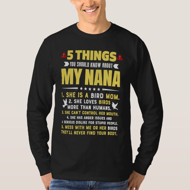 T-shirt 5 Things You Should Know About My Bird Mom Grandma (Devant)