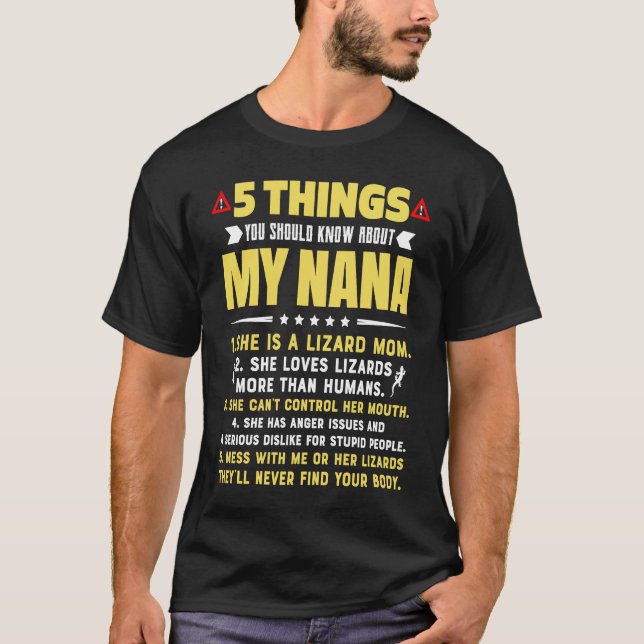 T-shirt 5 Things You Should Know About My Lizard Mom Grand (Devant)