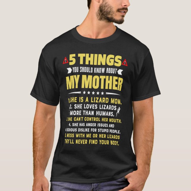 T-shirt 5 Things You Should Know About My Lizard Mom Hilar (Devant)