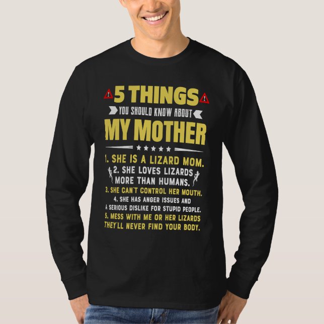 T-shirt 5 Things You Should Know About My Lizard Mom Hilar (Devant)