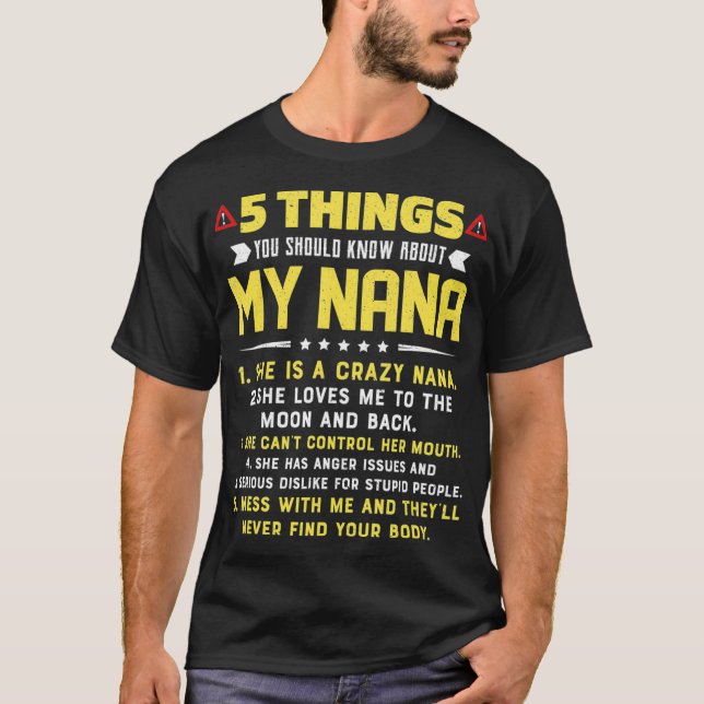 T-shirt 5 Things You Should Know About My Nana Grandkids (Devant)