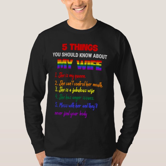 T-shirt 5 Things You Should Know About My Wife (Devant)