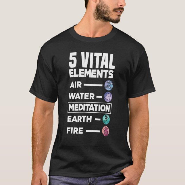 T-shirt 5 Vital Élément Air Water Meditation Earth Fire R (Devant)