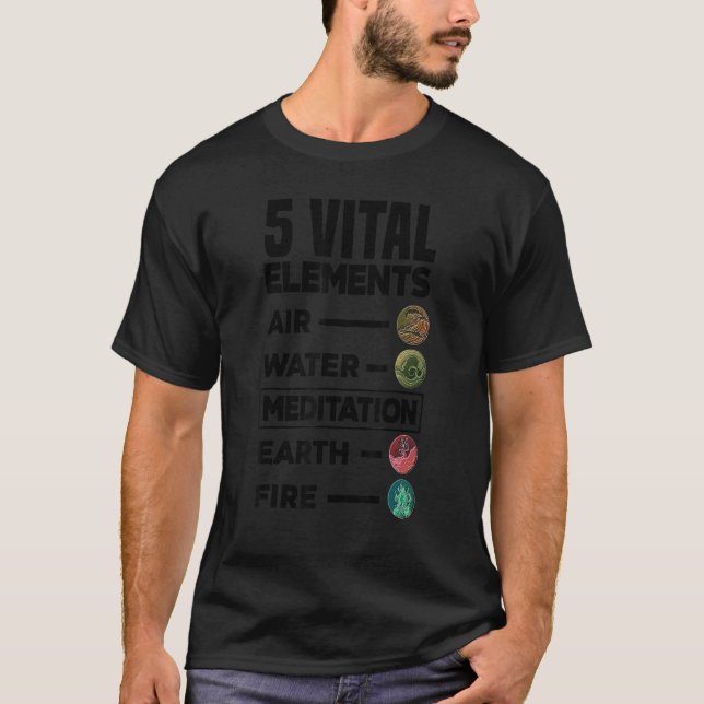 T-shirt 5 Vital Élément Air Water Meditation Earth Fire R (Devant)