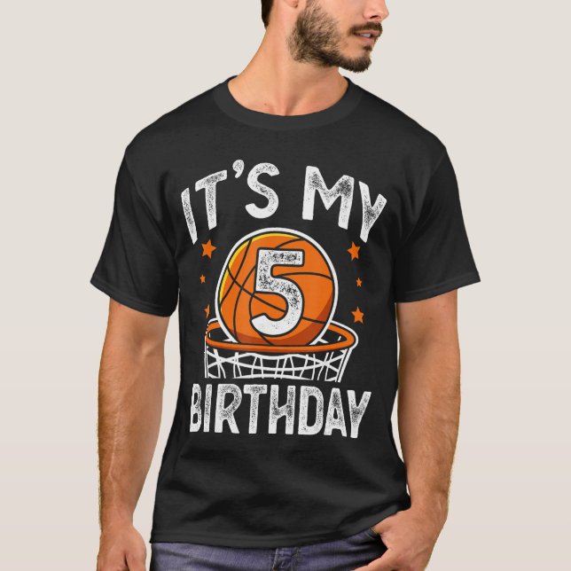 T-shirt 5 Years Old  Basketball Sport 5th Birthday Boy boy (Devant)
