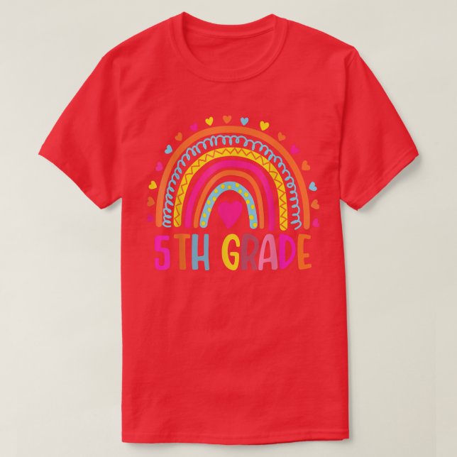 T-shirt 5e année Boho Rainbow enseignant Jour Dernier de (Design devant)