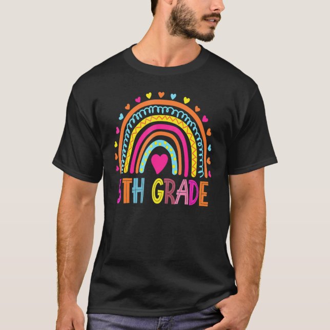 T-shirt 5e année Boho Rainbow enseignant Jour Dernier de (Devant)