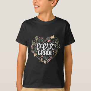 T-shirt 5e année Coeur floral Retour à l'école