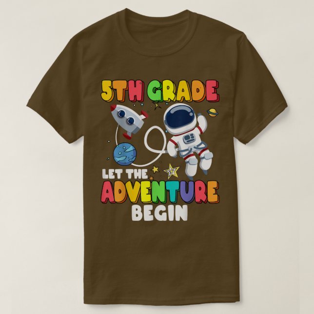 T-shirt 5e année Laisser l'aventure recommencer à l'école  (Design devant)