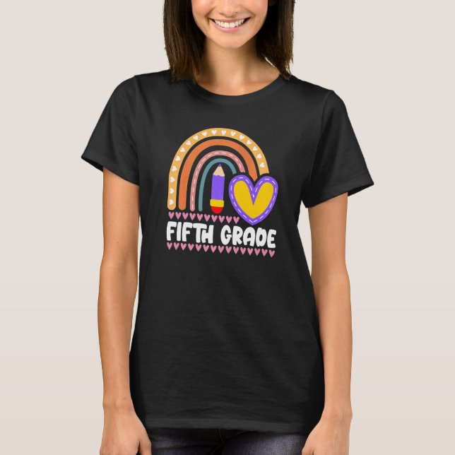 T-shirt 5e année Rainbow Girls Boys Teacher Team Kinder (Devant)