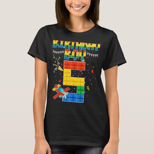 T-shirt 5e anniversaire Boy Building brique 5 ans Blocs (Devant)