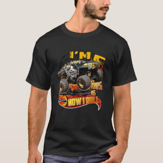 T-shirt 5e anniversaire Boy Monster Camion 5 ans pour enfa