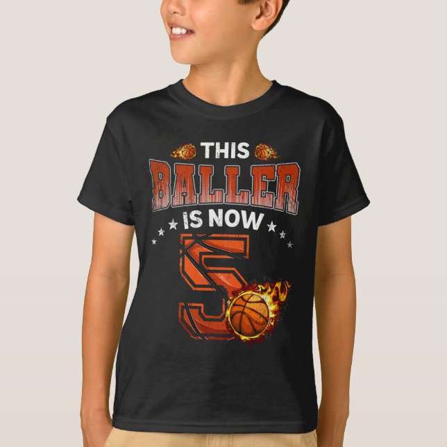 T-shirt 5e anniversaire Boys Joueur de basket-ball Cadeaux (Devant)