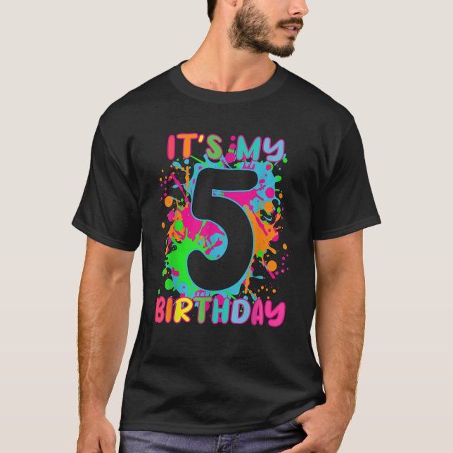 T-shirt 5e anniversaire de la peinture éclaboussures enfan (Devant)