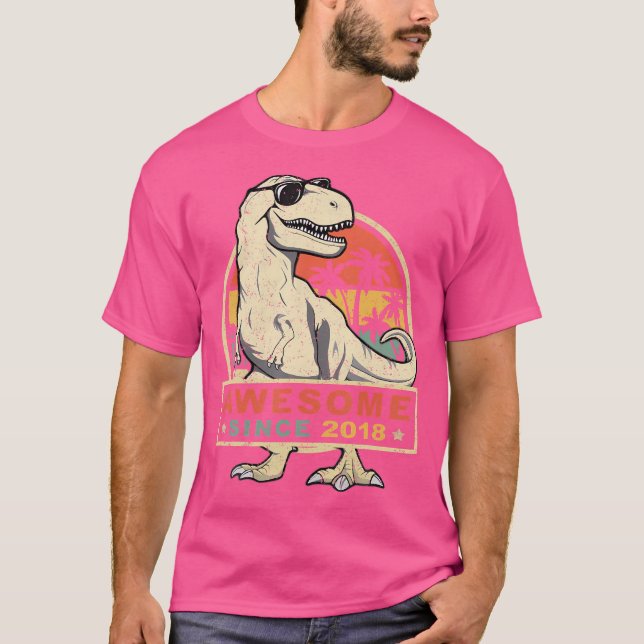 T-shirt 5E Anniversaire Dinosaur 5 Ans Garçon stupéfiant D (Devant)
