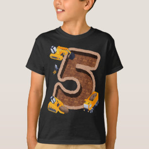 T-shirt 5e anniversaire Excavator Construction Véhicules P