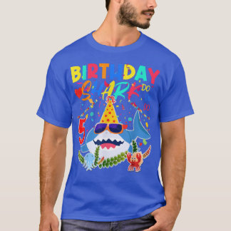 T-shirt 5e anniversaire Famille Enfants de requins Cinq ci