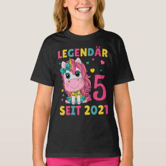 T-shirt 5e anniversaire Fille Licorne Légendaire Depuis 20
