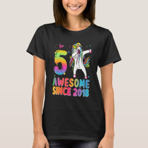T-shirt 5e anniversaire filles Ados Dabbing Unicorn 5 anné