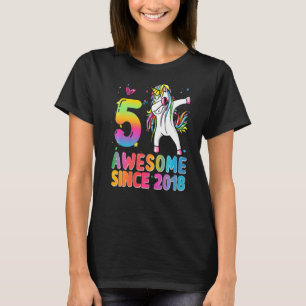 T-shirt 5e anniversaire filles Ados Dabbing Unicorn 5 anné