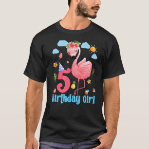 T-shirt 5e anniversaire Filles Flamant rose 5 ans Tropical