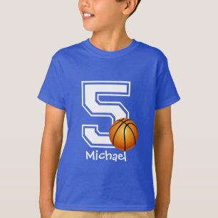 T-shirt 5e anniversaire garçon basket-ball personnalisé-2