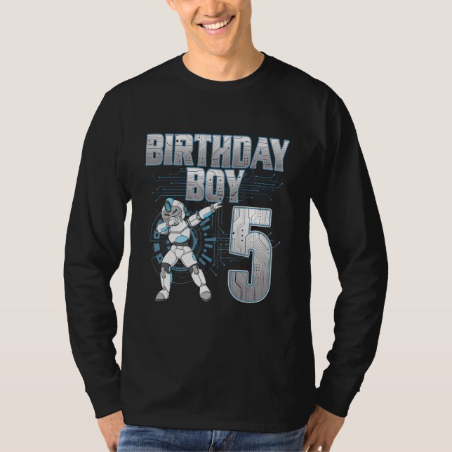 T-shirt 5e anniversaire garçon Dabbing Robot 5 ans Anniver (Devant)