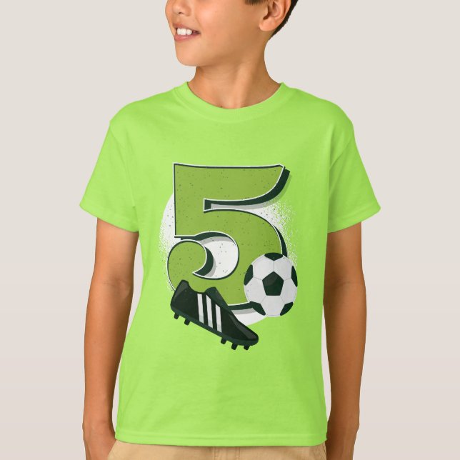 T-shirt 5e anniversaire Garçon fille aime Football Footbal (Devant)