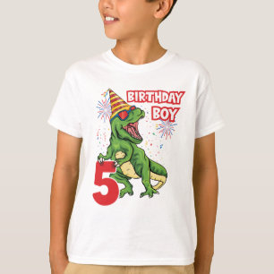 T-shirt 5e anniversaire garçon T-Rex Dinosaur enfants 